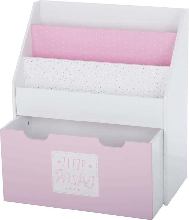 Boekenkast voor kinderen met wieltjes roze Atmosphera Boekenkast kind