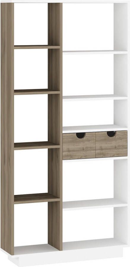 Boekenkast Walnoot & Wit Design 80 4x188 6x25cm Stijlvol Melamine Materiaal