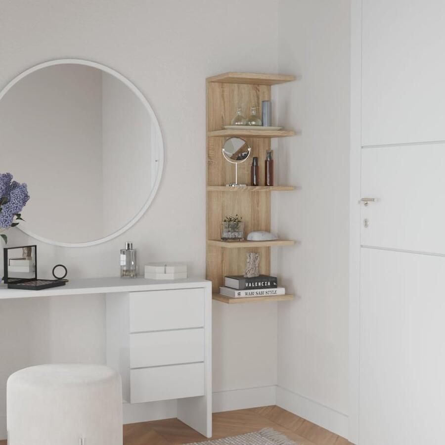 Boekenkast Wandplank Zwevende Planken Geschikt voor ruimtes 5 stuks Sonoma