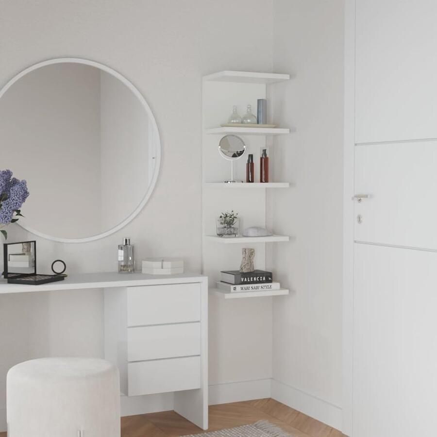Boekenkast Wandplank Zwevende Planken voor Slaapkamer Woonkamer Badkamer 5 stuks Wit