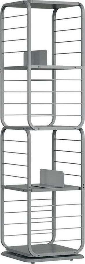 Boekenkast – Woonkamerkast – 4 lagen – Met Boekensteunen – Hout – Grijs