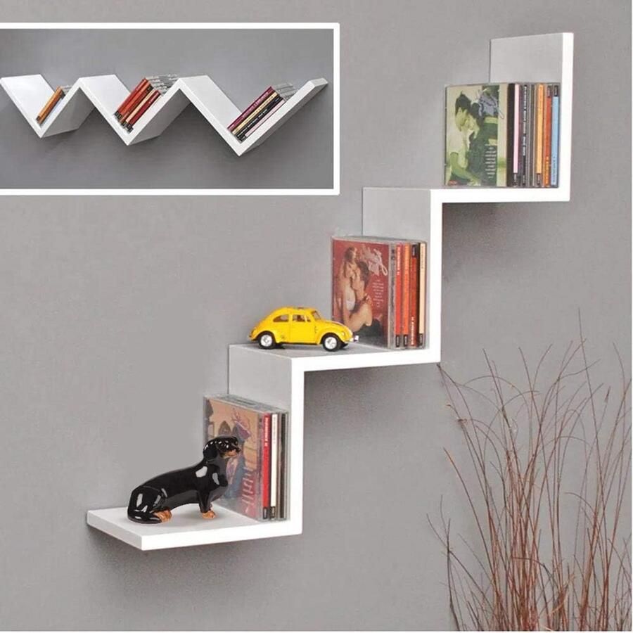 Boekenkast Zig Zag Plank Modern Design 70 x 15 x 14 cm