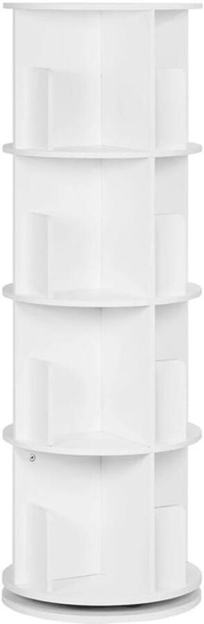 Boekenkasten 4-Tier Roterende Boekenplank met 16 Compartimenten voor Woonkamer Kantoor Kinderkamer Organizer en Decoratie 44 x 127 4 cm Wit