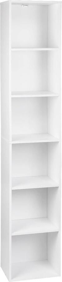 Boekenkasten Boekenplank Wandplank Boekenrek 30x23.5x158.4cm 6 vakken voor Kantoor Woonkamer Lezen Studeerkamer Wit
