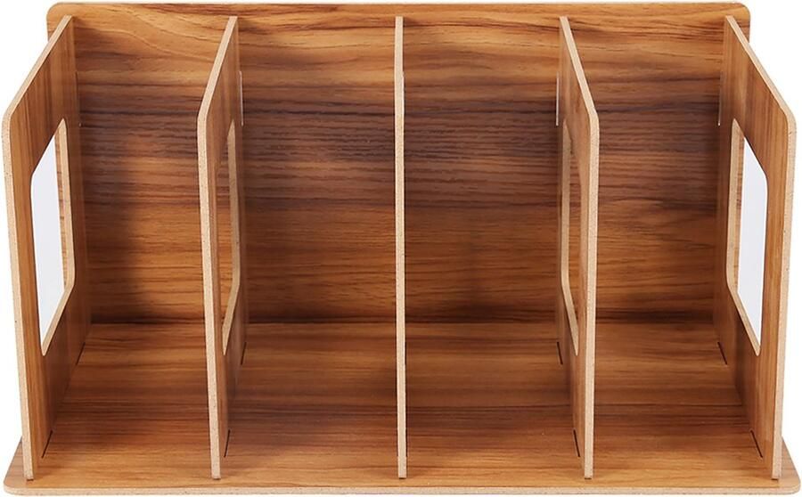 Boekenplank (1 stuk) houten bureau boekenplank kleine boekenkast verstelbare bureau-opbergorganizer met 5 verticale compartimenten voor thuiswerkplekken op kantoor