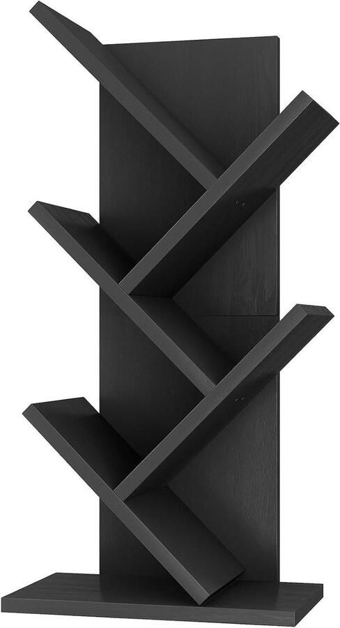 Boekenplank Boekenkast met 4 Planken Moderne houten Opbergkast voor Boeken Films Cd's Smalle Vertoningsplank voor Slaapkamer Home office Zwart HBC014B