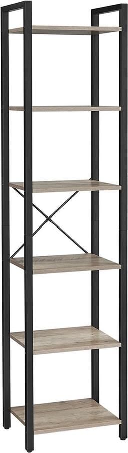 Rootz Living Rootz Boekenplank Boekenkast Opbergorganisator Spaanplaatconstructie 30 cm x 40 cm x 187 5 cm Greige Zwart 12 3 kg