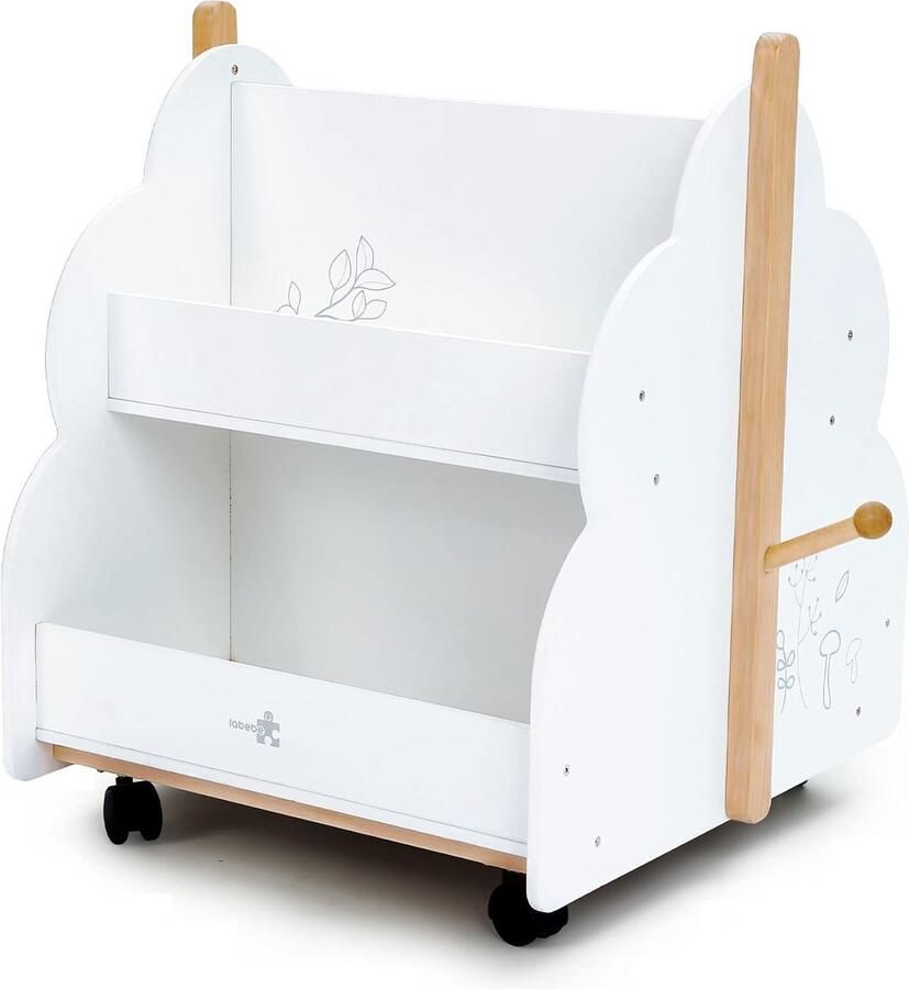 Boekenplank boekenkast voor hout 2-in-1 mini-rek voor kinderen jongens en meisjes van 1 tot 5 jaar laag en massief woonkamer slaapkamer verjaardagscadeau voor kinderen witte vogel