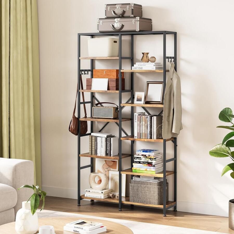 Goodivery Industriële Boekenkast met Houten Planken en Stalen Frame voor Elk Interieur