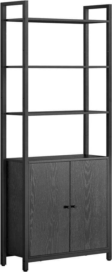 Boekenplank Kast Boekenkast Kast Dressoir Kast Woonkamer Garderobekast Organizer Opbergkast Plank Planken 6 Lagen Boekenplank 24 cm x 60 cm x 159 5 cm Ebbenhout Zwart Inkt Zwart