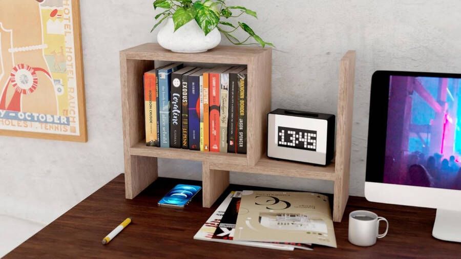 Boekenplank kunstzinnige moderne boekenkast boekenrek opbergrek planken boekenhouder organizer voor boeken 17 x 65 x 37 cm