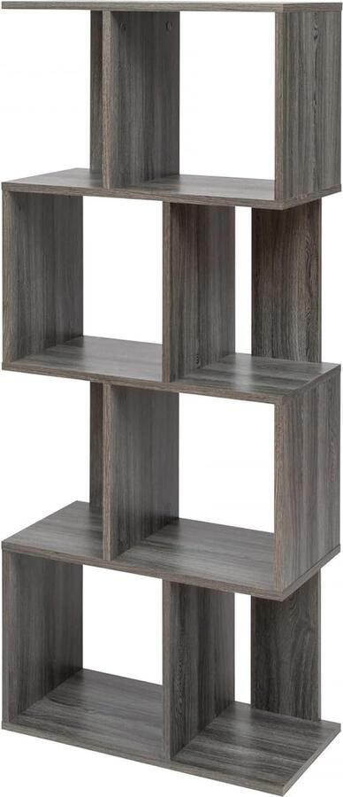 Boekenplank kunstzinnige moderne boekenkast boekenrek opbergrek planken boekenhouder organizer voor boeken 59.5 x 29 x 142 cm Grey Oak