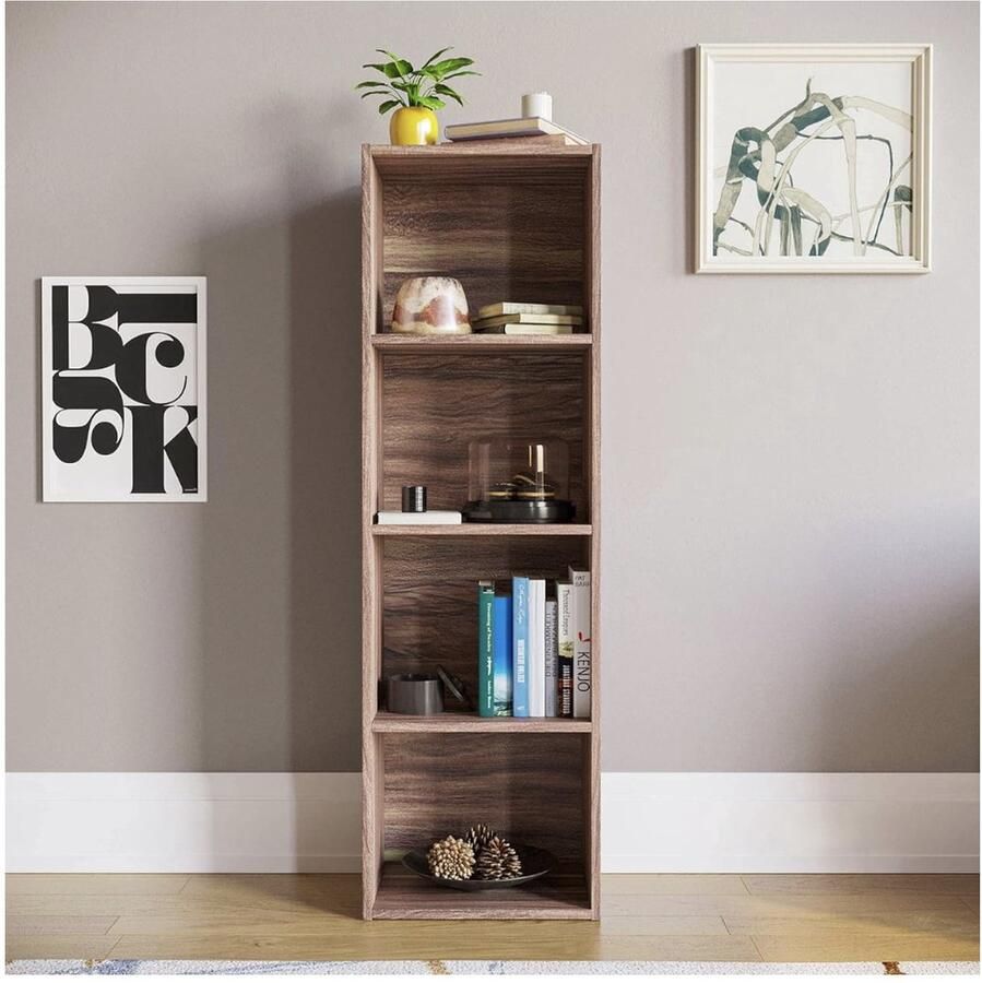 Boekenplank kunstzinnige moderne boekenkast boekenrek opbergrek planken boekenhouder organizer voor boeken 24D x 32W x 106H centimetres