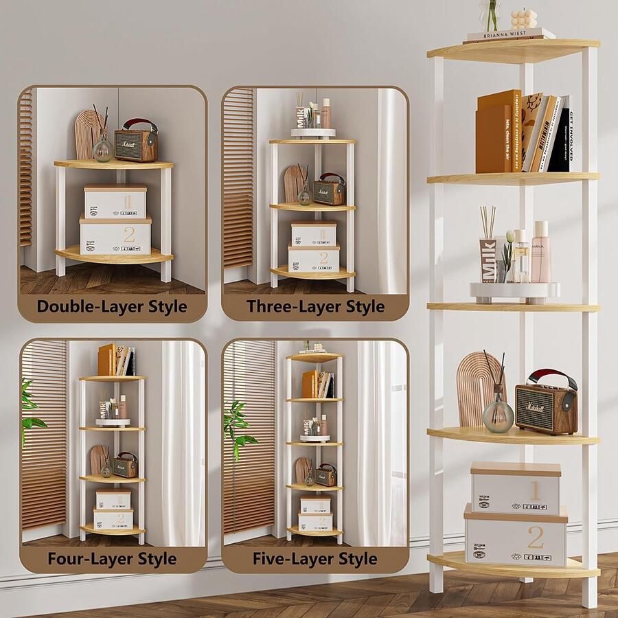 Boekenplank kunstzinnige moderne boekenkast boekenrek opbergrek planken boekenhouder organizer voor boeken ‎30 x 30 x 130 cm - Foto 2