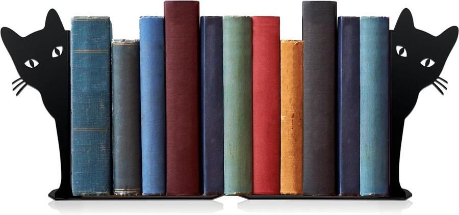 Boekenplank van metaal schattige kat boekenplank decoratieve items thuiskantoor bureau boekenplank decoratie cadeau voor kattenliefhebber (zwart)