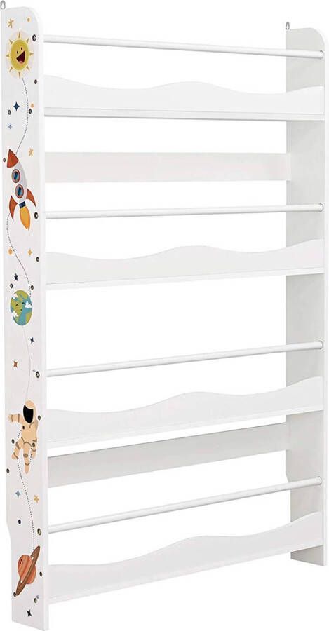 boekenplank voor kinderen wandplank boekenorganizer met 4 planken voor kinderkamers speelkamers scholen ruimtebesparend wit GKR050W01