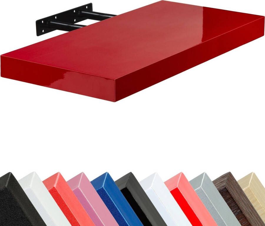 STILISTA Wandplank Zwevend Wand Plank Trendy Design MDF 110 x 23 5 x 3 8 cm Rood