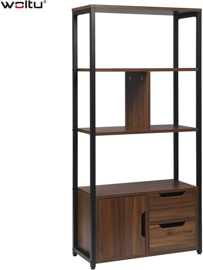 Boekenplanken Display Opbergrek Staande Boekenkast met 3 Lades en Hoek Plank voor Woonkamer en Kantoor Boekensteun en Zwevende Wandplank