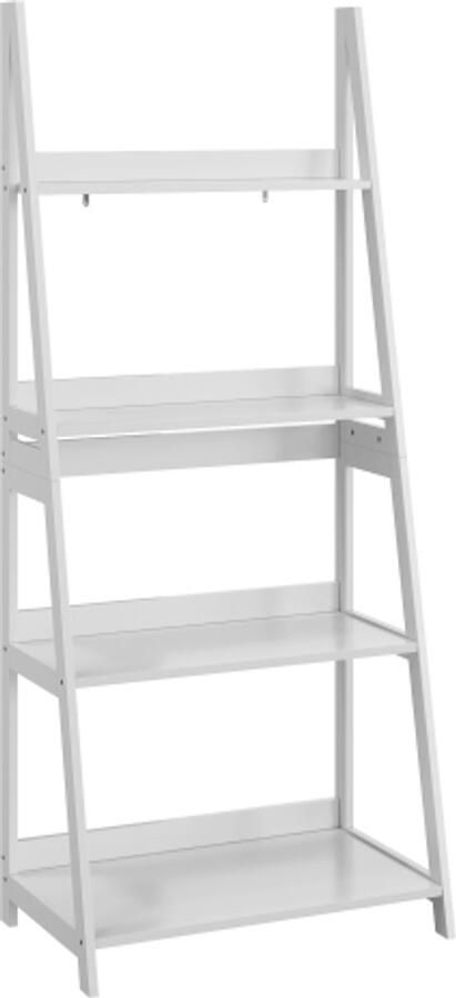 Boekenplankstandaard met ladder boekenplankorganizer boekenkast met 4 niveaus staande badkameropberger open boekenplank voor thuiskantoor wit