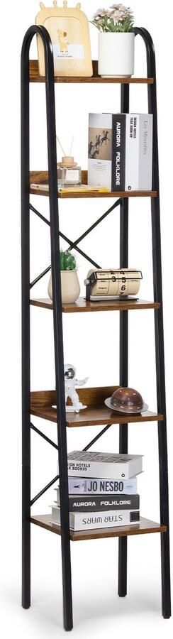 Boekenrek Boekenkast Boekenplank Opbergrek Staand 5 Niveaus Tot 50 kg 340 x 300 x 1700 mm