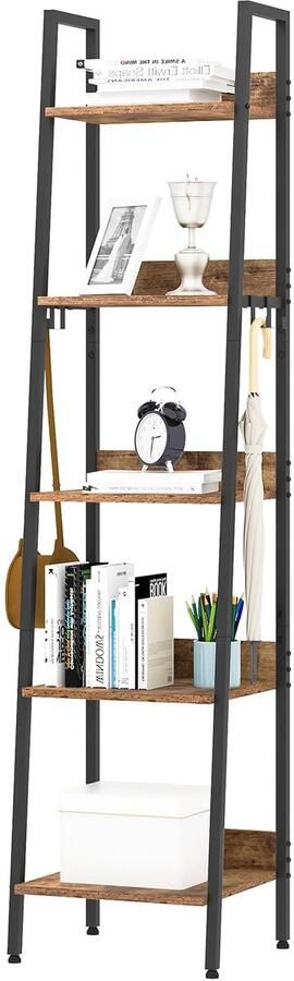 Livetastic Boekenrek Boekenkast Plantenstandaard Keukenrek Industrieel- Zwart Metaal 5 planken