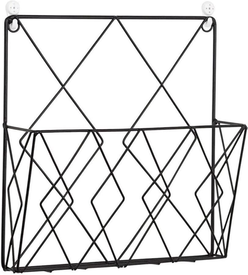 Boekenrek Tijdschriftenhouder voor wandmontage Postrek Post organizer Metaal Postvak Tijdschriftenrek Lectuurrek Wandplank Wandrek Voor Thuis Kantoor Slaapkamer Woonkamer 26 x 25 cm Zwart