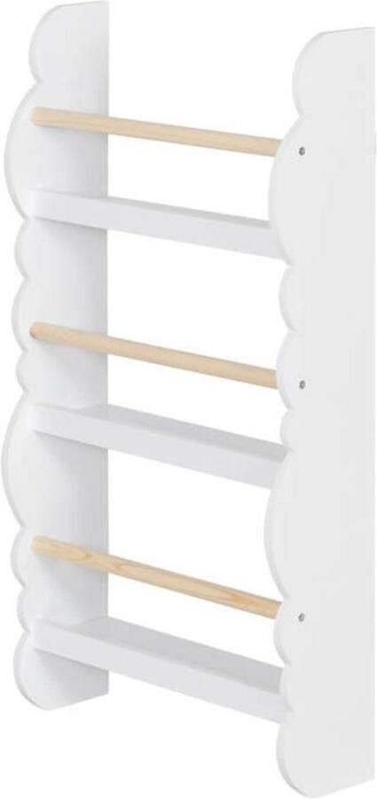 Boekenrek voor kinderen wandrek met 3 planken kinderrek voor boekopslag grenenhout E1 MDF kinderkamer speelkamer WOLTU KR013ws