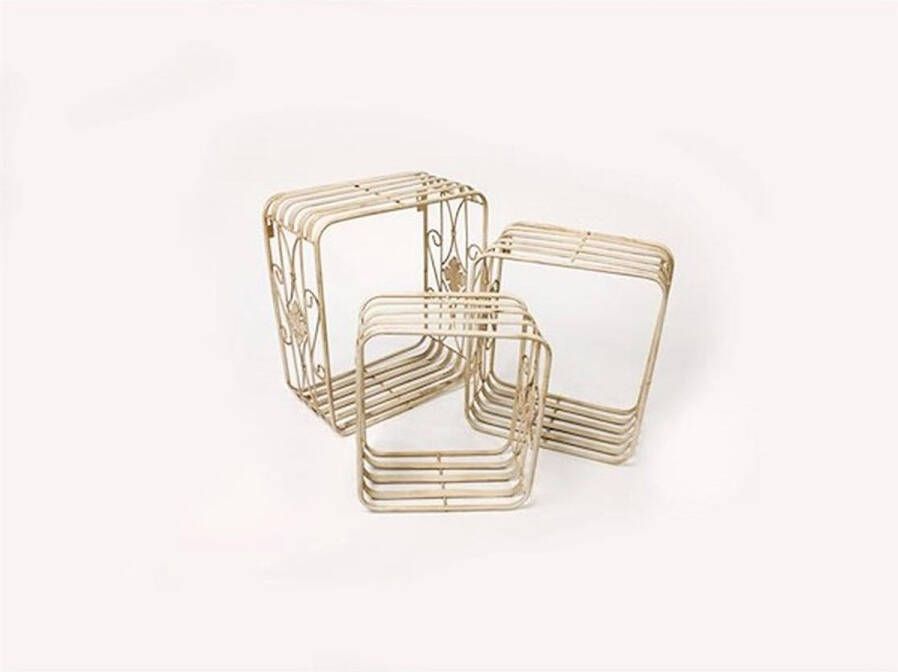 Boekenrek wandrek metaal wit set van 3