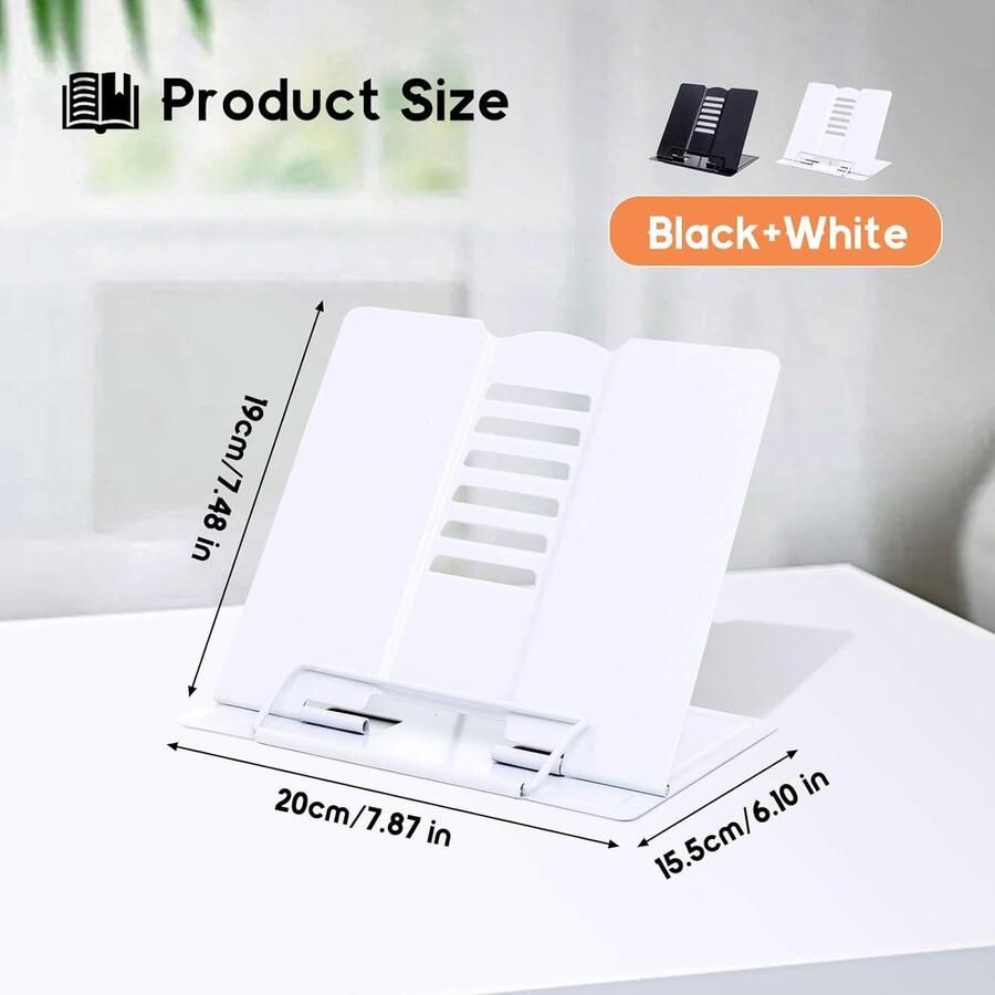 Boekenstandaard Leesstandaard voor kinderen Multifunctioneel metalen leesframe 6 niveaus verstelbare hoek Kantoor school bibliotheek thuis Zwart wit