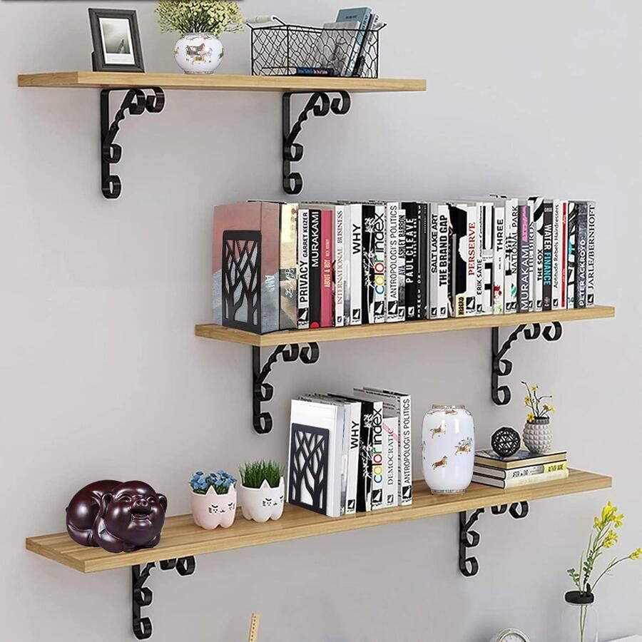 Boekenstandaard Metalen Boekverdeler Anti-slip Basis Zwart Geschikt voor Bibliotheek Kantoor Thuis School 1 Paar (Zwart tak)