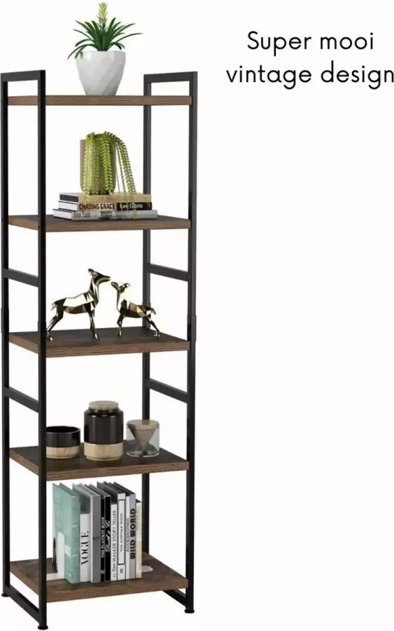 Boekenstandaard Modern Vintage Boekenhouder Vintage Boekenkast 5 Tier Industrieel Vintage