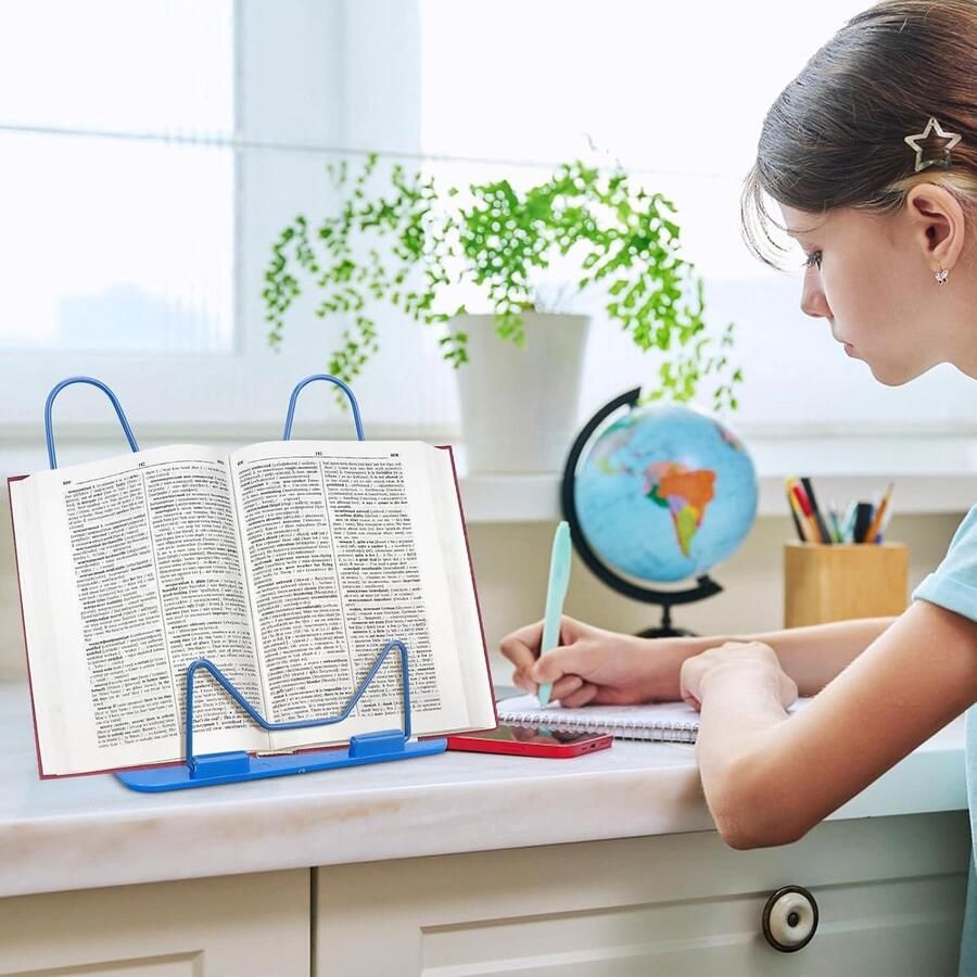 Boekenstandaard Stil Draagbaar Kookboekhouder 6 Hoeken Verstelbaar Leesstandaard Lezen Keuken Bibliotheek Kantoor Rood Blauw