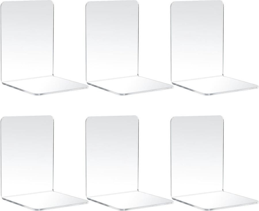 Boekenstandaards Boekensteunen van acryl Transparante boekensteunen Antislip Geschikt voor kinderen school kantoor thuis bibliotheek 6 stuks
