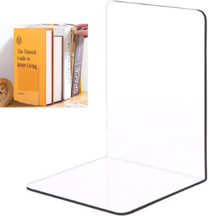 Boekenstandaards Transparante boekensteunen van acryl geschikt voor kantoor schoolbibliotheek slaapkamer Transparante decoratie Voor slaapkamer Bibliotheek Kantoor-Boekenstandaard Boeksteun Book Holder 1 stuk