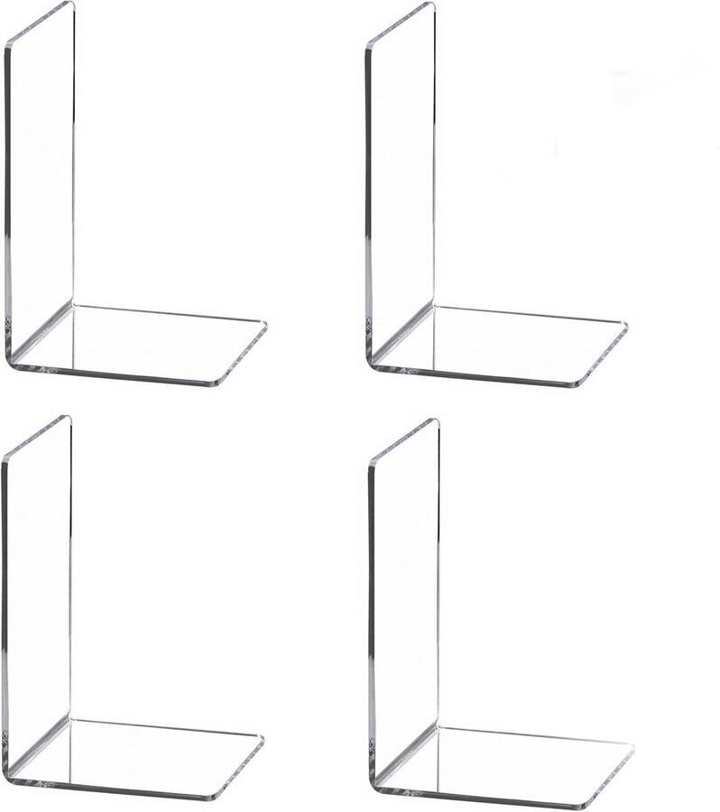 Boekensteun 2 paar Boekenhouder Doorzichtig Boekensteun Plexiglas Boekenstandaard Book Holder Plank Organizer Stijlvol Ontwerp Verdelers Voor Planken Kantoor Bibliotheek Huis en School 18.2×12×12.1cm