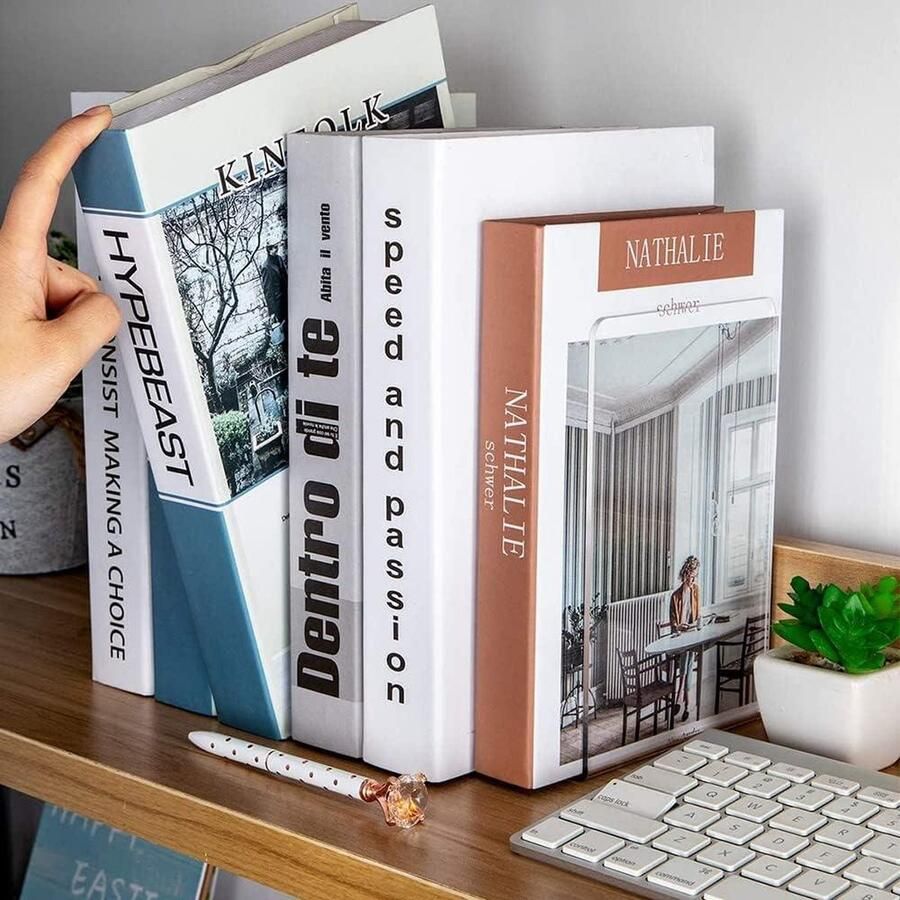 Boekensteun 2 stuks acryl transparante boekenhouder voor kinderen slaapkamer bibliotheek kantoor bureau-organizer