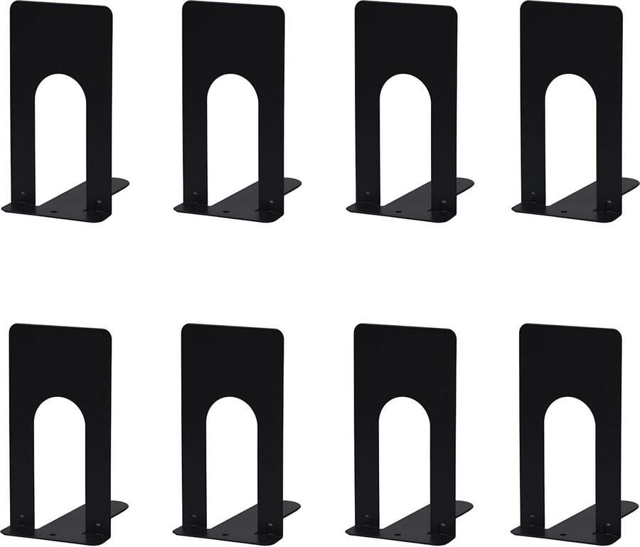 Boekensteun 4 paar zwarte boekensteunen metalen boekensteunen met antislip boekenhouder voor plank boekensteun voor school thuis bibliotheek en kantoor