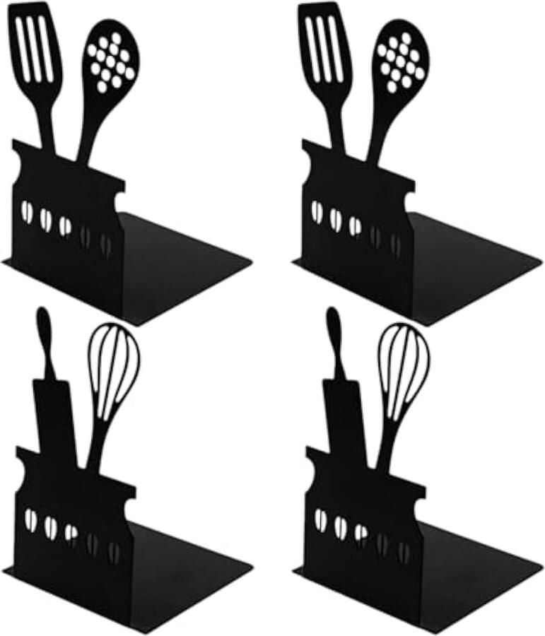 Boekensteun 4 stuks boekensteunen metalen boekensteunen boekenhouder desktop boekenplank kinderen bureau boekenstandaard zwart