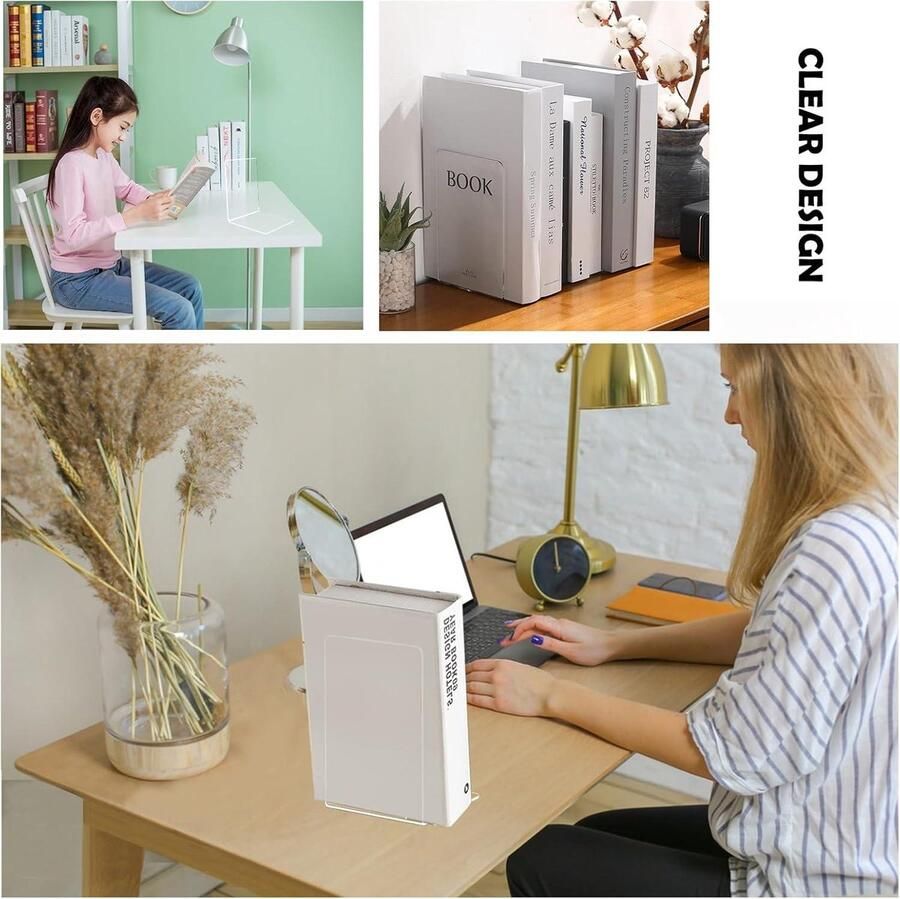 Boekensteun Acryl Transparant Plank 6 Stuks Boekenkast Slaapkamer Bibliotheek Kantoor