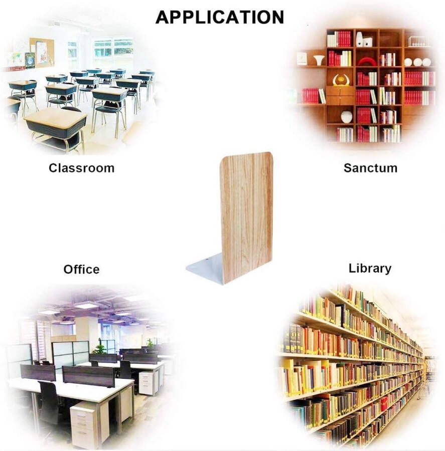 Boekensteun boekenhouder boekensteunen van metaal boekensteunen boekenstandaard kinderen boekenstandaard boekenkast 6 paar imitatiehout 20 x 14 x 10 cm