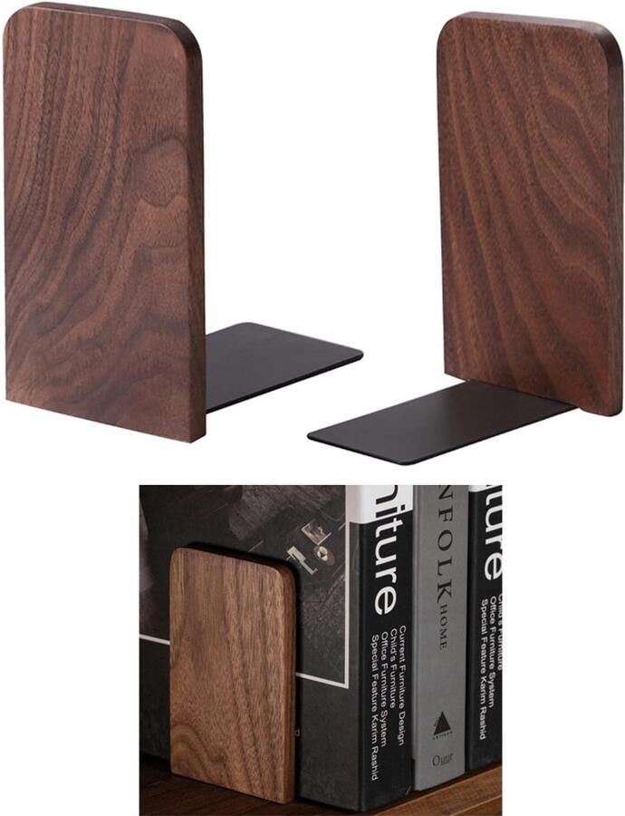 Boekensteun Boekenhouder Boekhouder Boeksteun Boekensteunen Walnoothout Voor slaapkamer Bibliotheek Kantoor-Boekenstandaard Boekenhouder Boeksteun Book Holder Antislip Duurzaam Stevige boeken Organizer