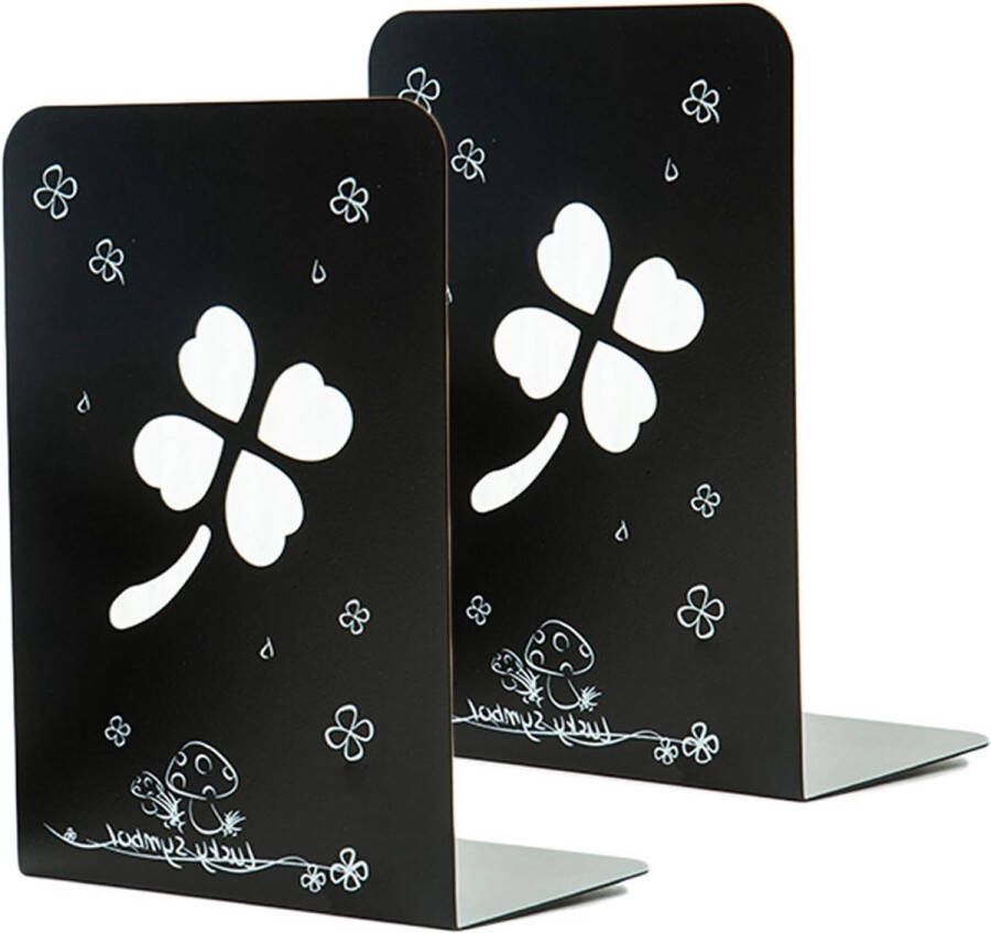 Boekensteun boekensteunen van metaal boekensteunen metaal boekensteunen stopper boekenhouder antislip voor bureau kantoor thuis decoratie stijlvol design (zwart) (1 paar)