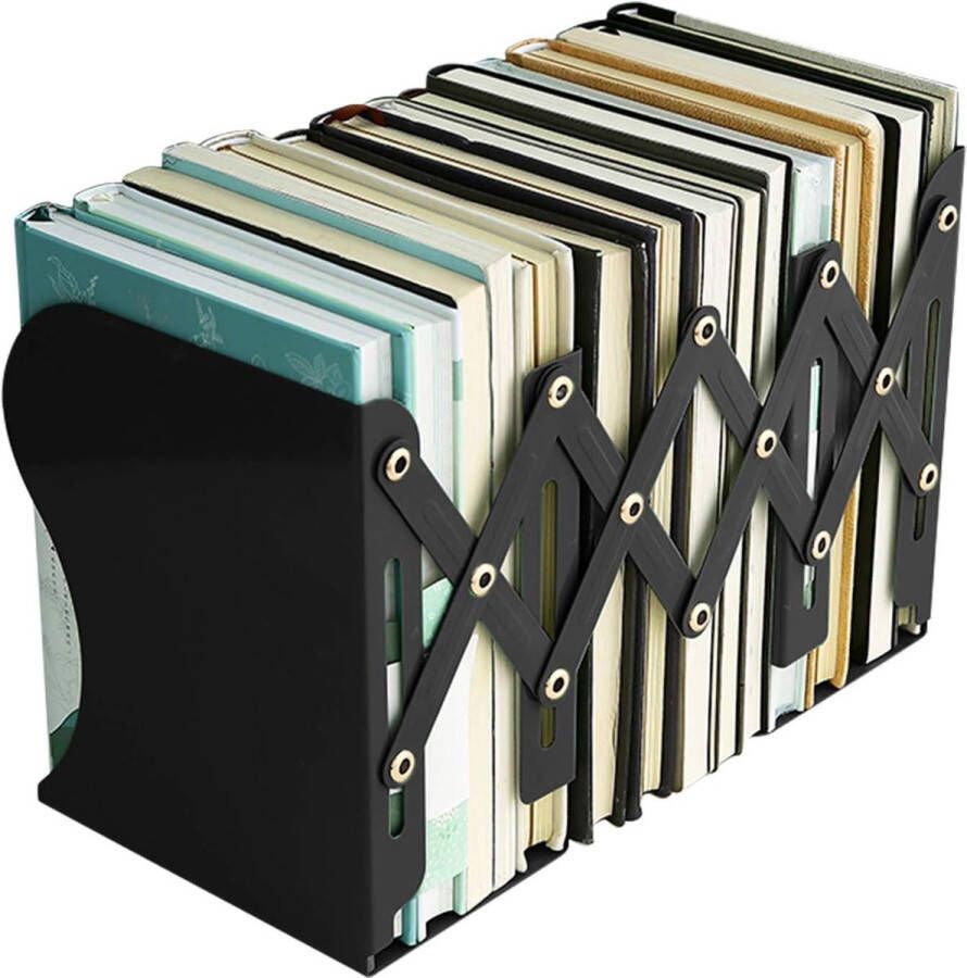 Boekensteun metalen verstelbare boekensteunen antislip boekensteunen metalen boekenstandaard voor kinderen tijdschriftenmap boekenhouder opbergdoos voor op het bureau (zwart)