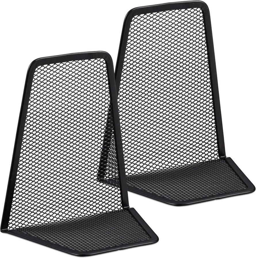 Boekensteun set van 2 Zwart stabiele boekenhouders voor boeken cd's en dvd's Organiseer je boekenkast