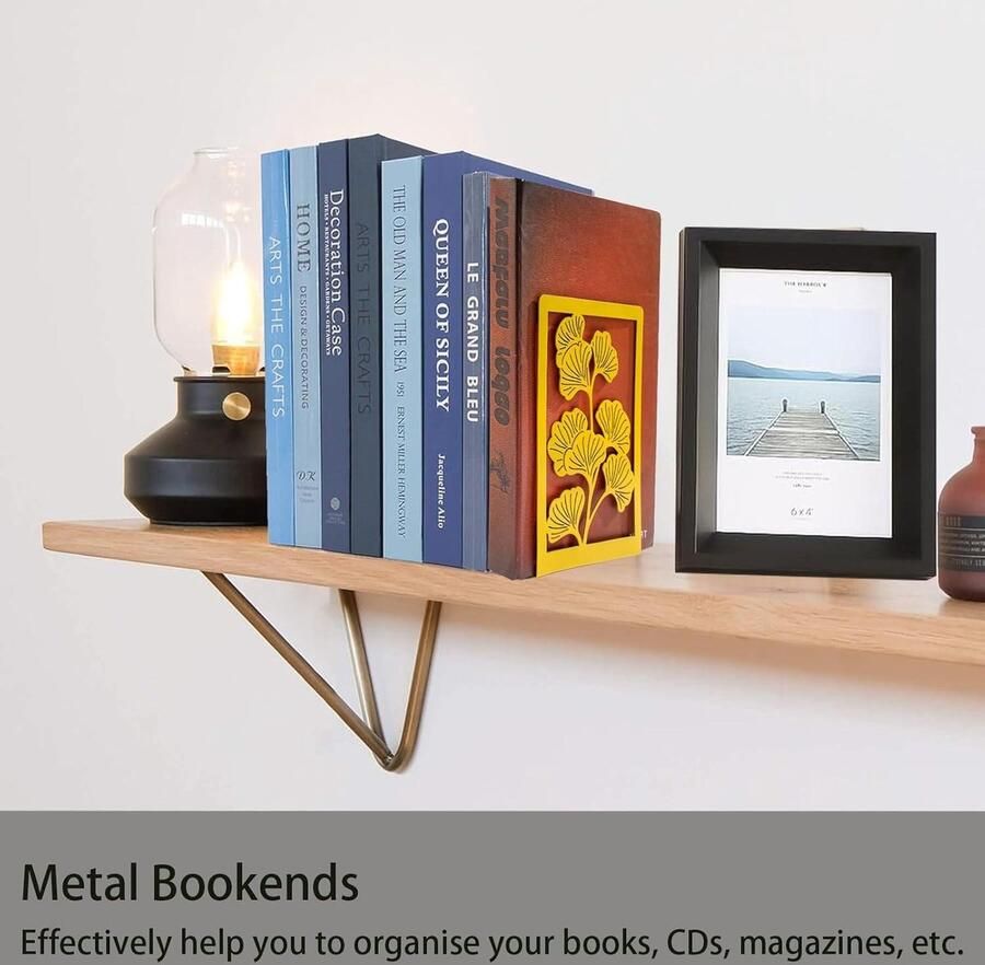 Boekensteun van Metaal-Boekenhouder Voor Bureau Thuis-Kantoor-School Boekenwinkel-Goud 1 Paar