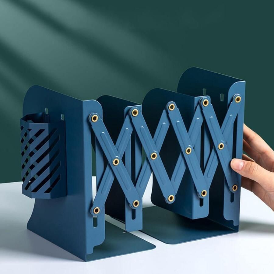 Allecto Plus Verstelbare metalen boekensteun voor bureau Antislip boekenhouder Uitbreidbare standaard voor keuken kantoor school en bibliotheek