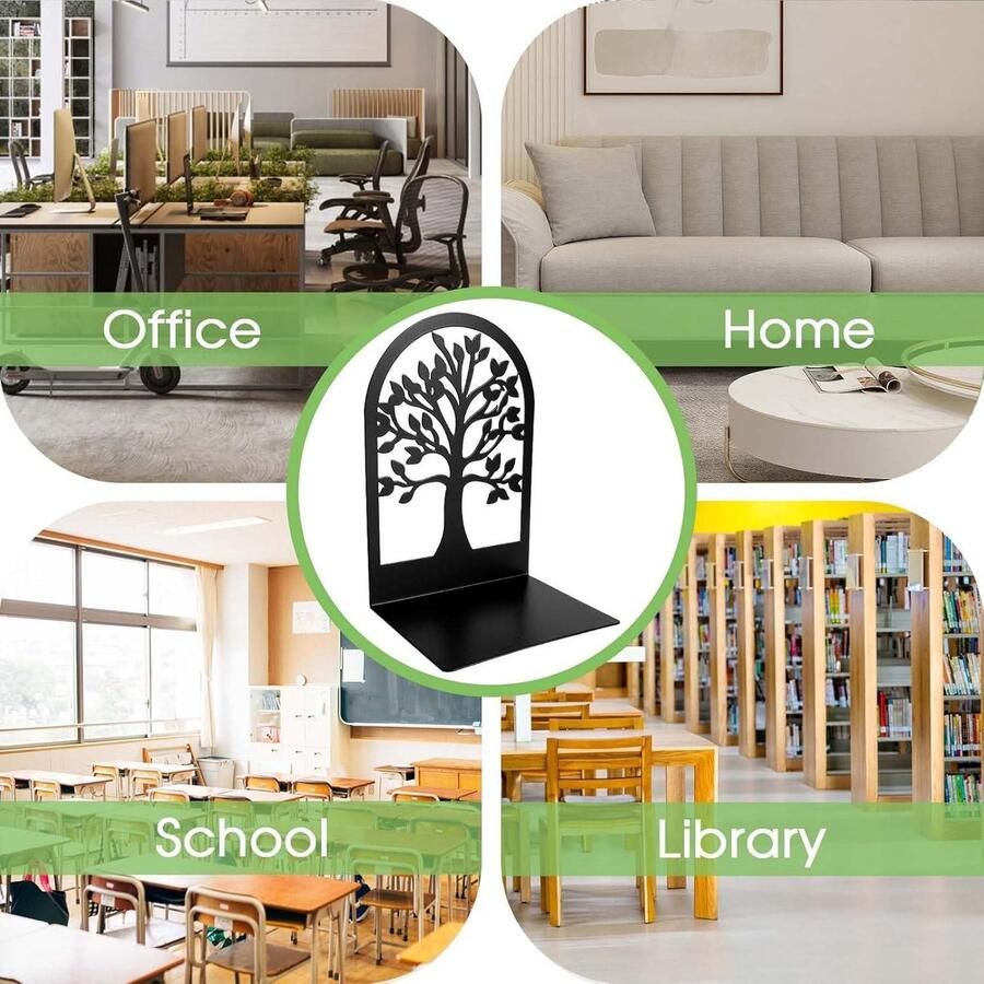 Boekensteun zwart 3 paar metaal boekenhouder L-vorm boekenstopper boekenstandaard voor boekenkast kantoor bibliotheek 17 x 12 x 9 cm met 100 . boekensteun - Foto 2