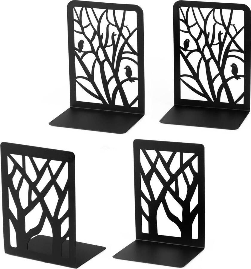Boekensteunen 2 paar boekensteunen Heavy Duty decoratieve metalen boekensteunhouder voor planken antislip boekenstopper voor thuiskantoor bibliotheek school