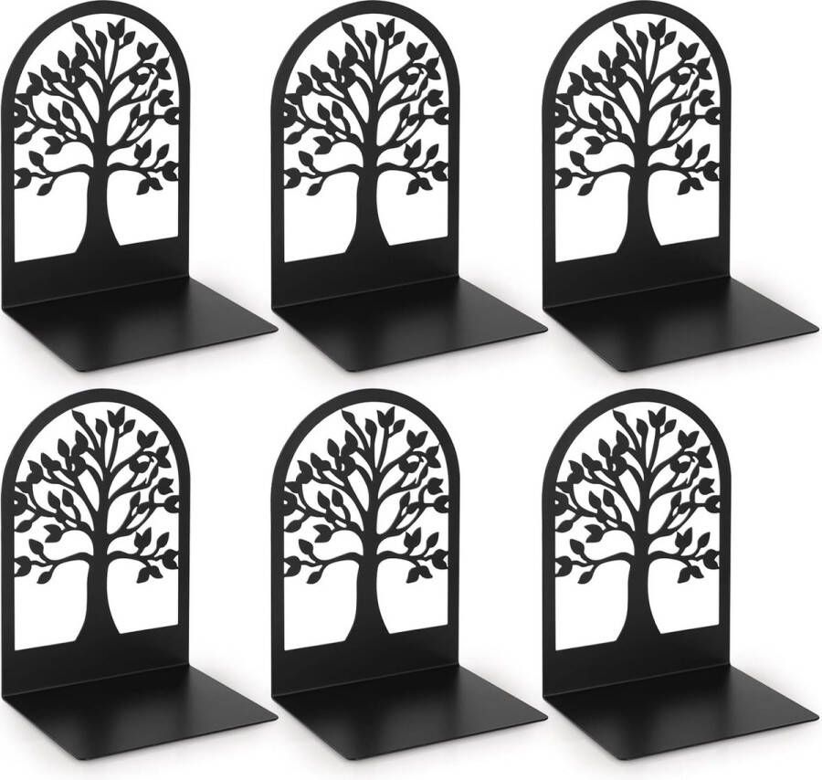 Boekensteunen 3 paar boekensteunen metalen boekenhouder voor kinder school bibliotheek zwart (120 x 120 x 165 mm)