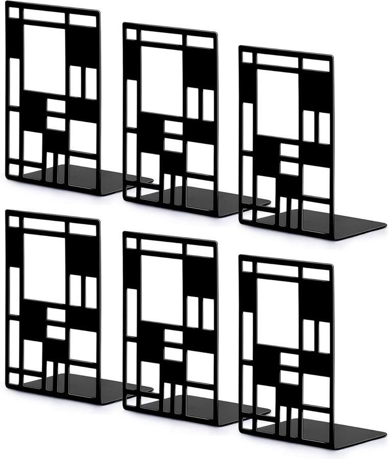 Boekensteunen boekenplank boekenkast boekensteunen zware boekensteunen decoratieve boekenplank met boekenverdeler metalen zware boekenplank zwart 3 paar abstracte kunstontwerpen boekensteunen voor kantoor thuis